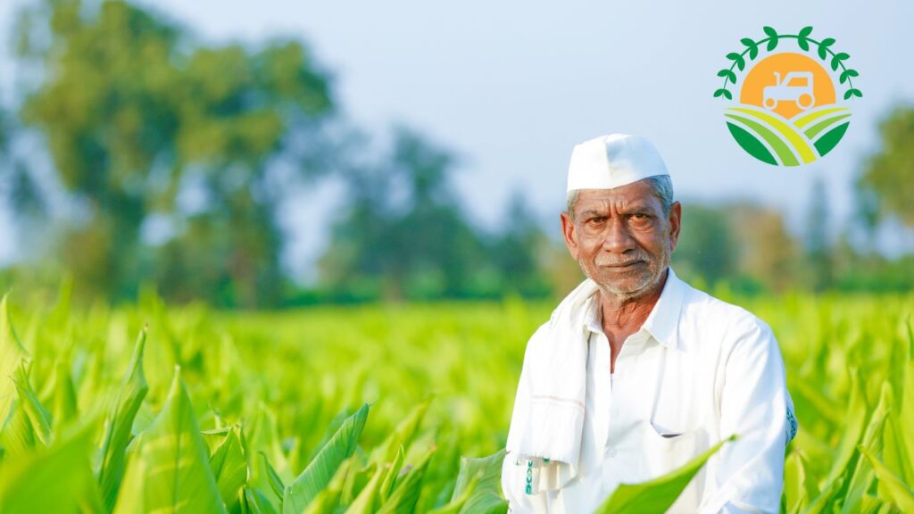 Indian Farmer standing on his farm land.