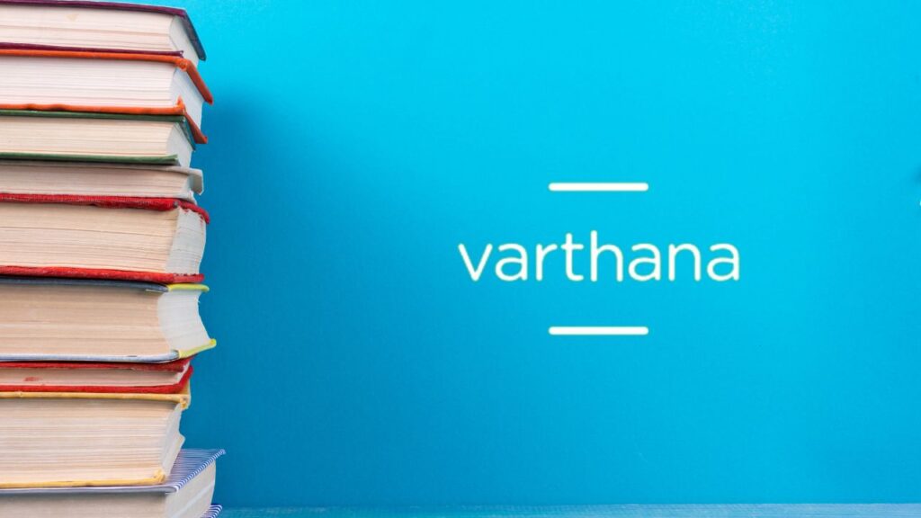 row of books with Varthana education.