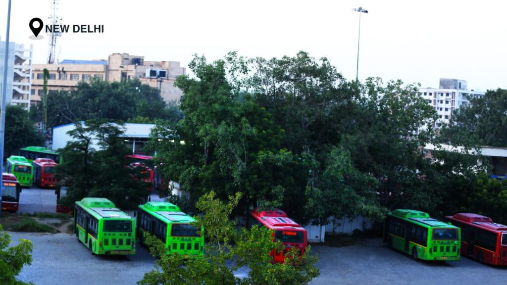 view of some Delhi transport bus depot