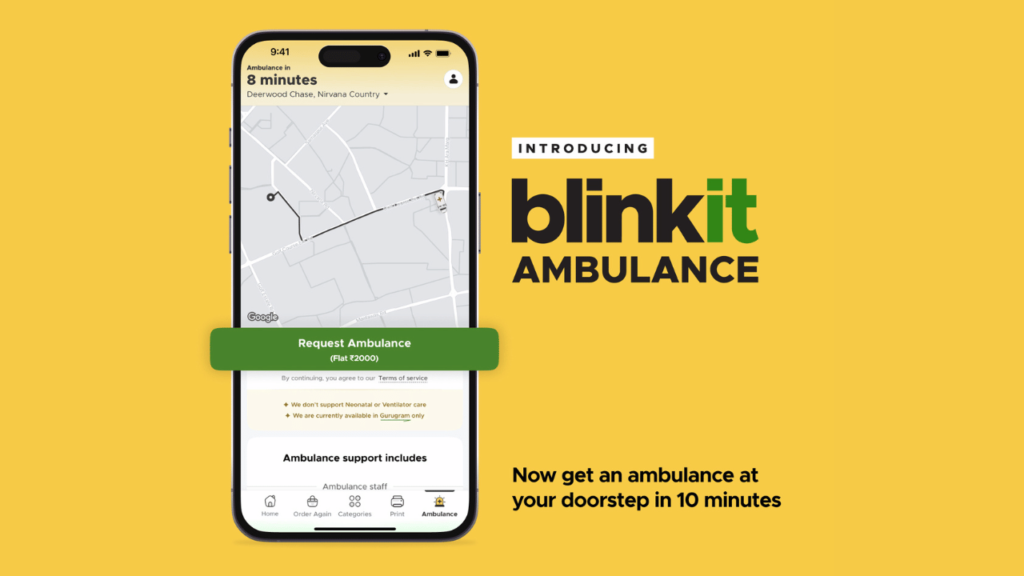 Quick Ambulance Service Introduced by Blinkit