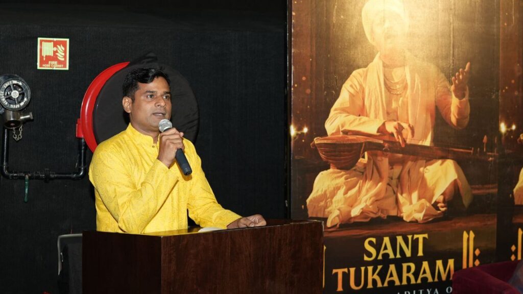 Actor Shiva Suryavanshi during the promotion of the film Sant Tukaram in New Delhi.