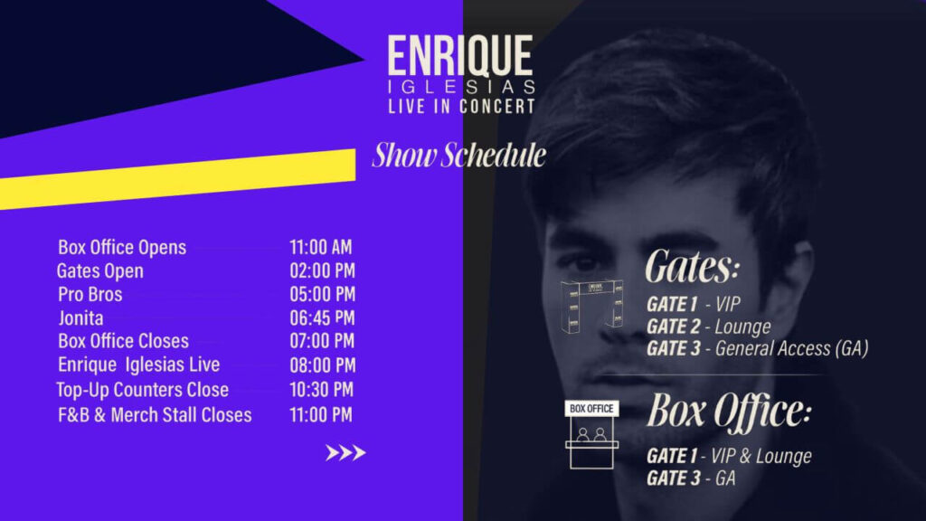 Details and timings for Enrique Iglesias’ 2025 concert in Mumbai.